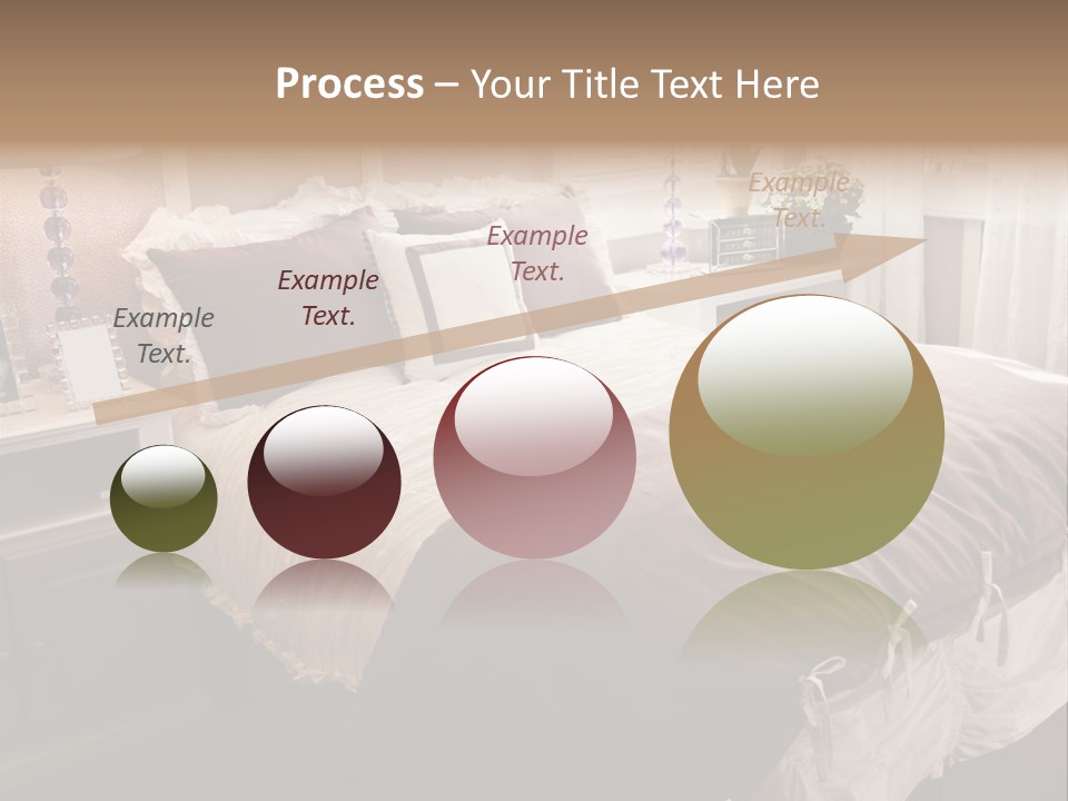 A Bedroom With A Bed, Nightstands And A Mirror PowerPoint Template