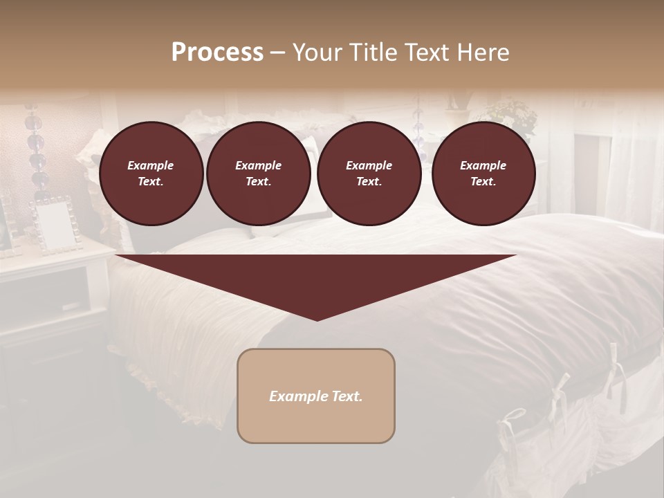 A Bedroom With A Bed, Nightstands And A Mirror PowerPoint Template