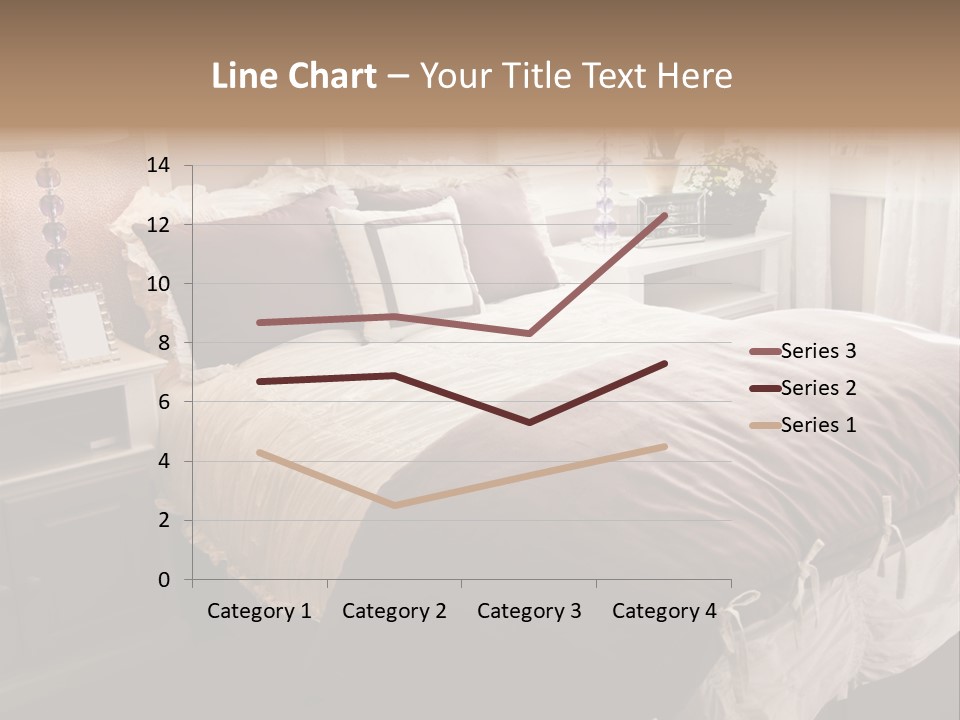A Bedroom With A Bed, Nightstands And A Mirror PowerPoint Template