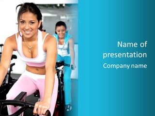 Girls Cycling And Working Out At The Gym PowerPoint Template