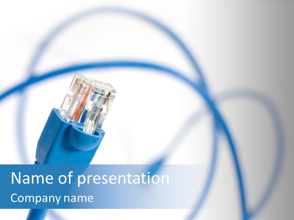 Macro Shot Of Network Connection Plug Rj-45 PowerPoint Template