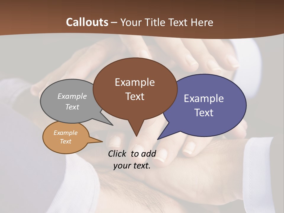 Business People Putting Their Hands On Top Of Each Other PowerPoint Template