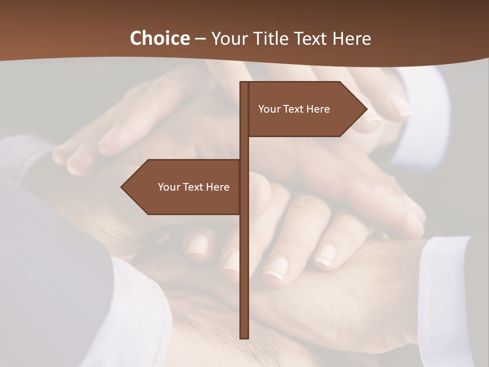Business People Putting Their Hands On Top Of Each Other PowerPoint Template
