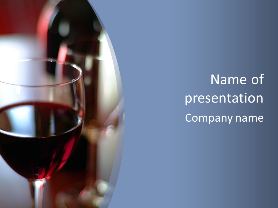 Glass Of Red Wine With Glass And Bottle In Background PowerPoint Template