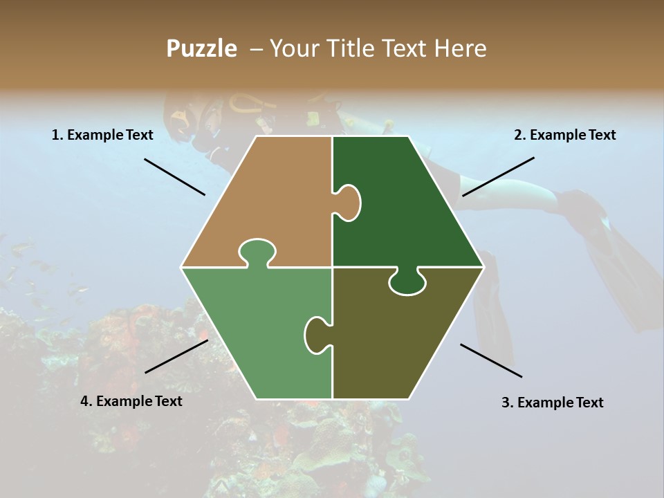 A Diver Floating Over A Coral Reef In The Caribbean Sea PowerPoint Template