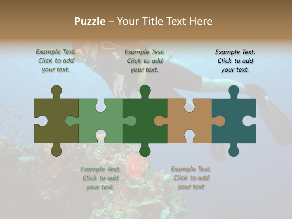 A Diver Floating Over A Coral Reef In The Caribbean Sea PowerPoint Template