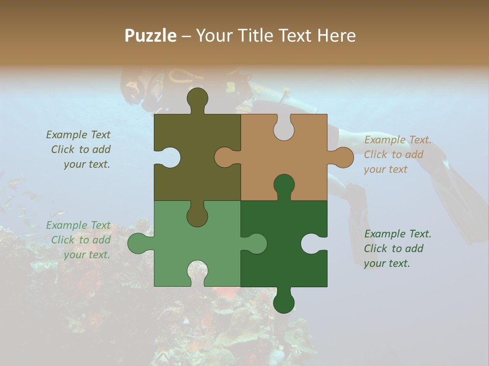 A Diver Floating Over A Coral Reef In The Caribbean Sea PowerPoint Template