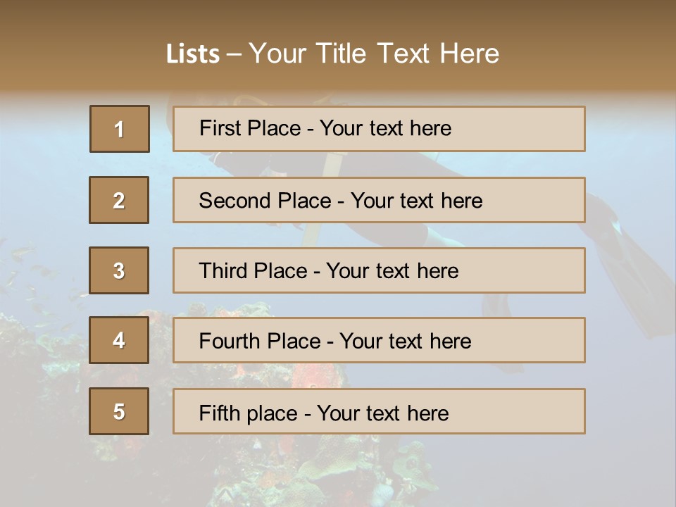 A Diver Floating Over A Coral Reef In The Caribbean Sea PowerPoint Template