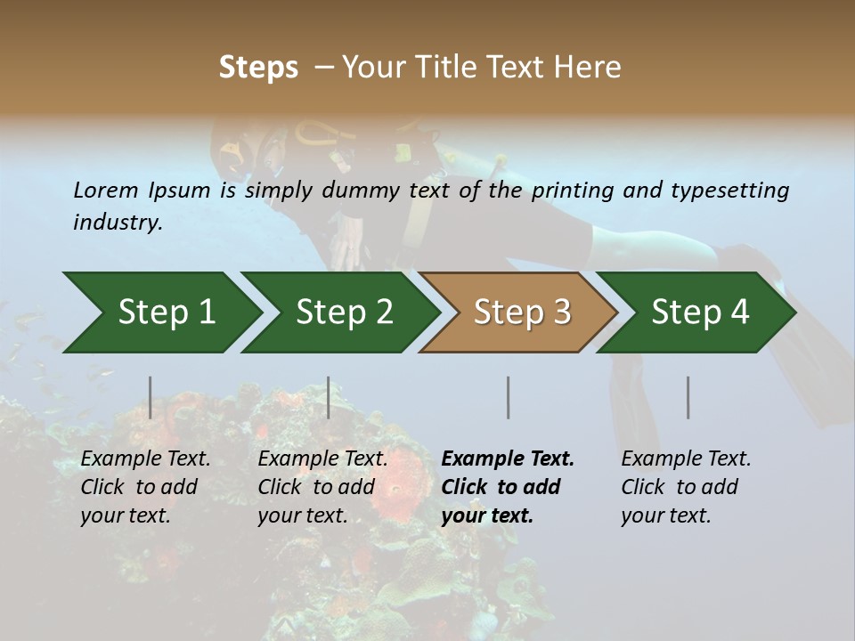 A Diver Floating Over A Coral Reef In The Caribbean Sea PowerPoint Template