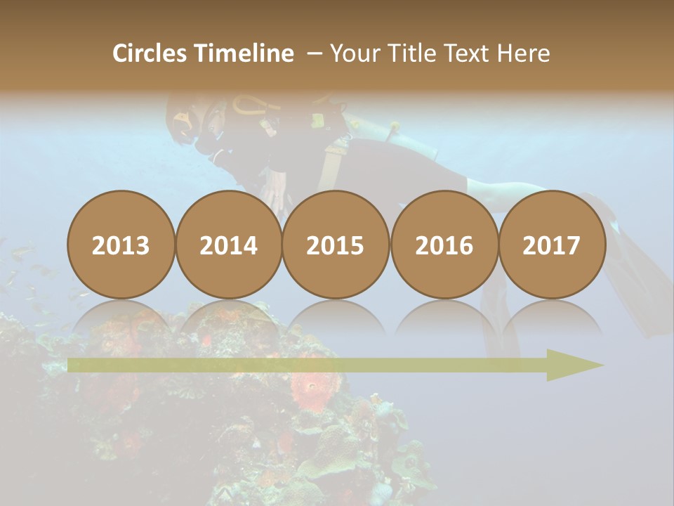 A Diver Floating Over A Coral Reef In The Caribbean Sea PowerPoint Template