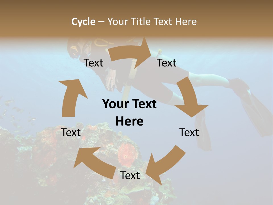 A Diver Floating Over A Coral Reef In The Caribbean Sea PowerPoint Template