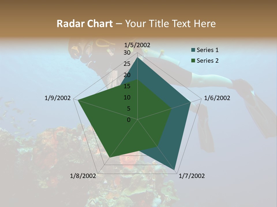 A Diver Floating Over A Coral Reef In The Caribbean Sea PowerPoint Template