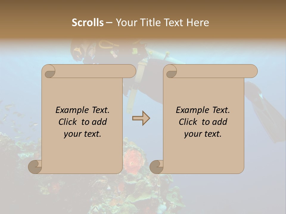 A Diver Floating Over A Coral Reef In The Caribbean Sea PowerPoint Template