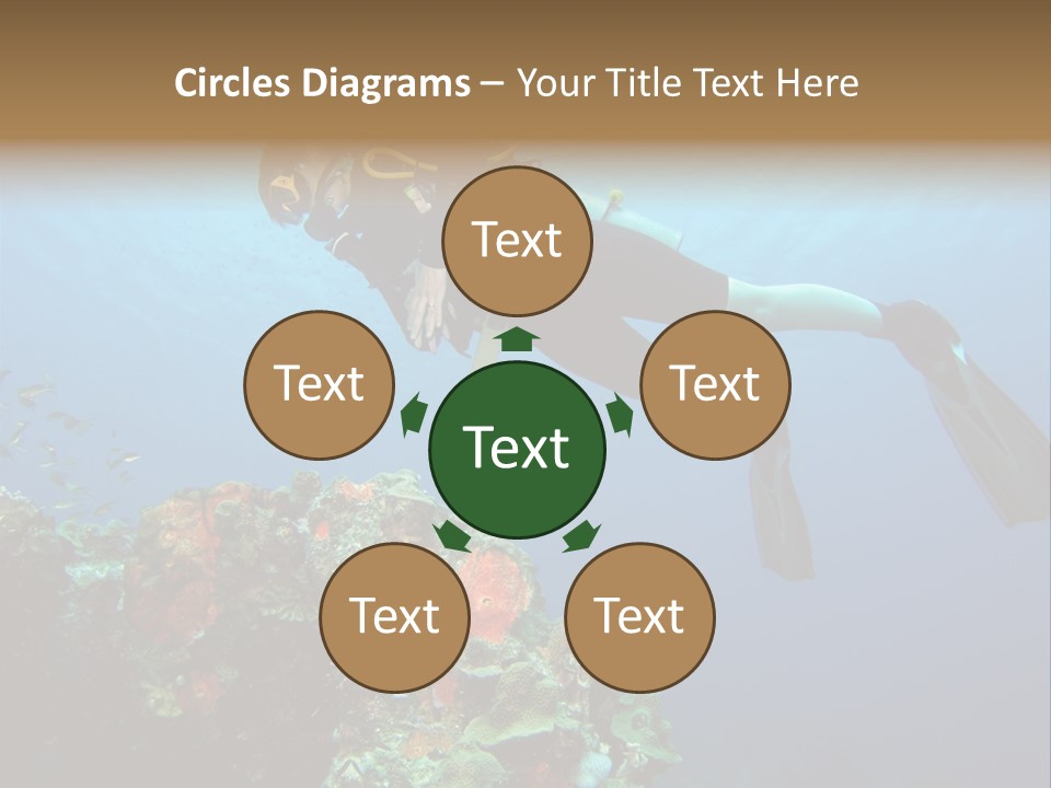 A Diver Floating Over A Coral Reef In The Caribbean Sea PowerPoint Template