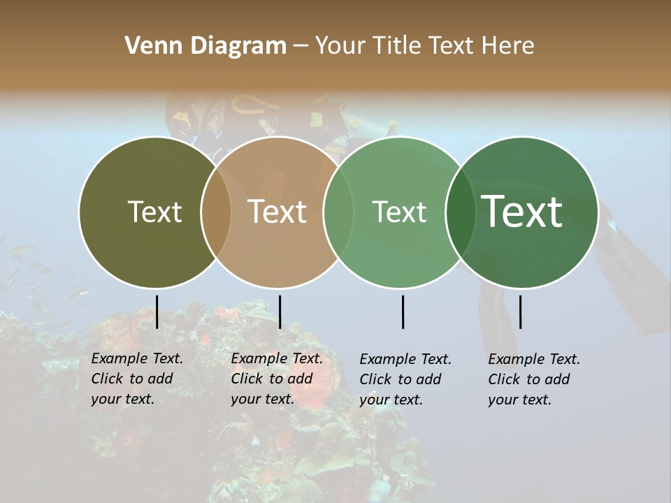 A Diver Floating Over A Coral Reef In The Caribbean Sea PowerPoint Template