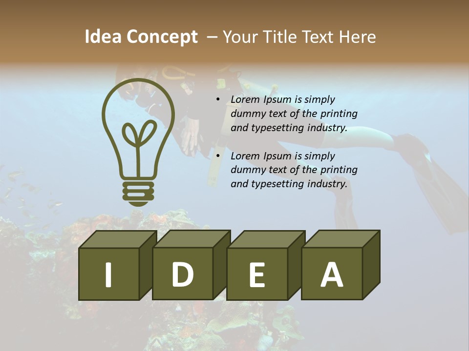 A Diver Floating Over A Coral Reef In The Caribbean Sea PowerPoint Template