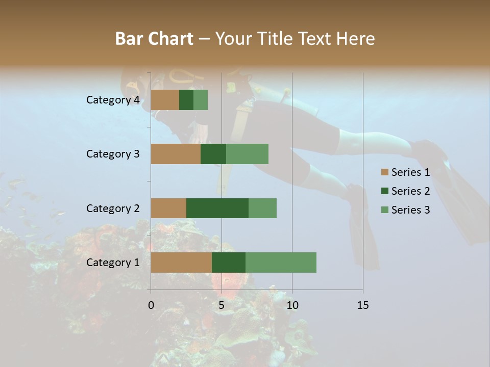 A Diver Floating Over A Coral Reef In The Caribbean Sea PowerPoint Template