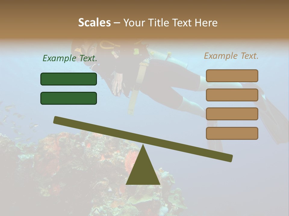 A Diver Floating Over A Coral Reef In The Caribbean Sea PowerPoint Template