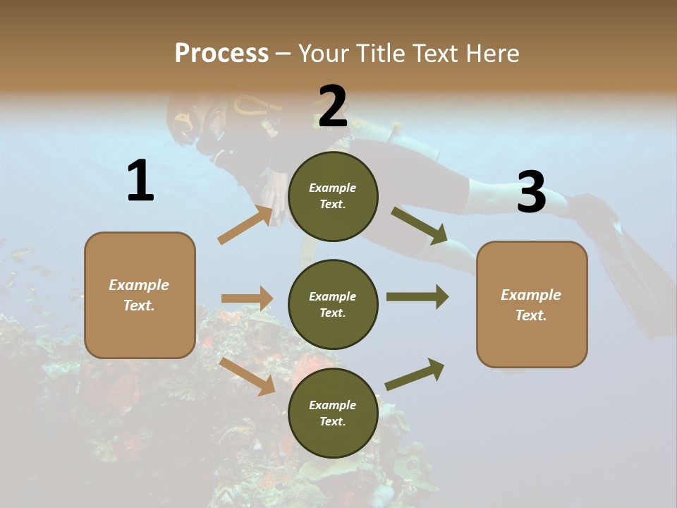 A Diver Floating Over A Coral Reef In The Caribbean Sea PowerPoint Template