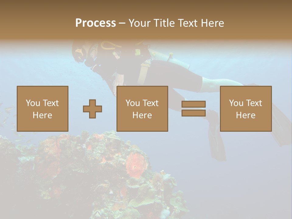 A Diver Floating Over A Coral Reef In The Caribbean Sea PowerPoint Template