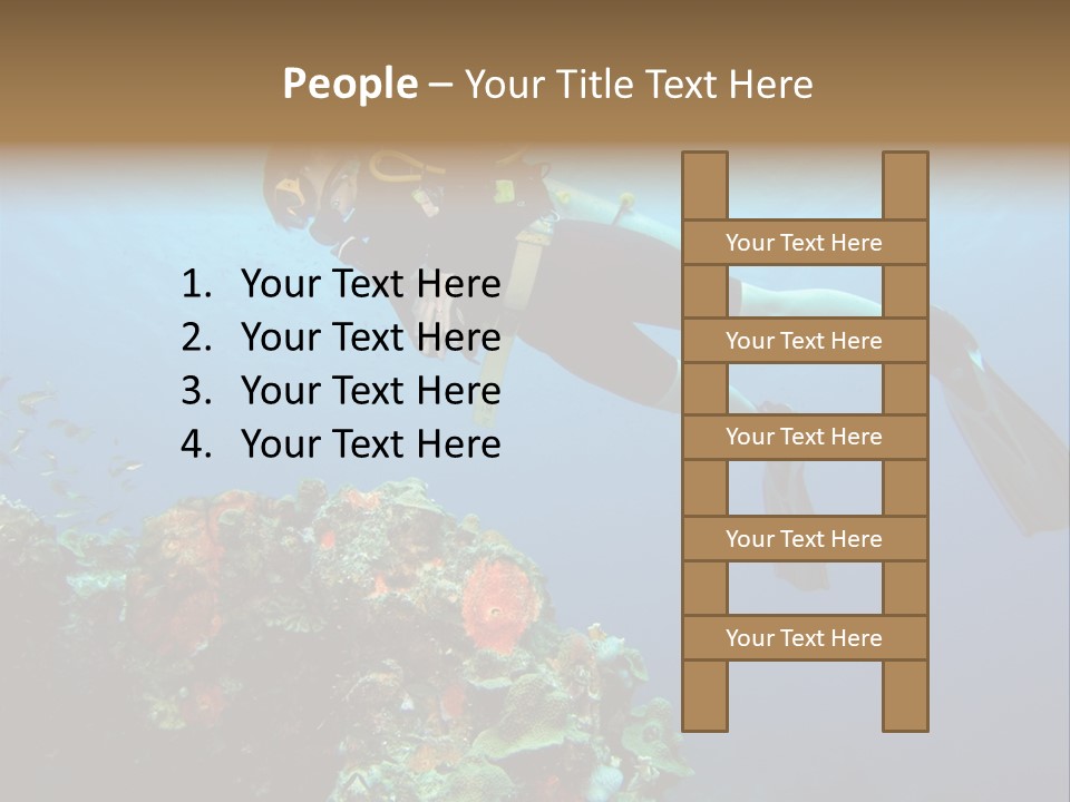 A Diver Floating Over A Coral Reef In The Caribbean Sea PowerPoint Template