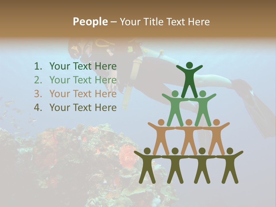 A Diver Floating Over A Coral Reef In The Caribbean Sea PowerPoint Template