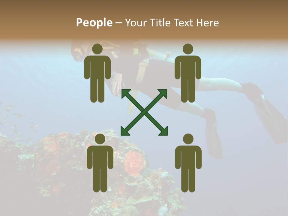 A Diver Floating Over A Coral Reef In The Caribbean Sea PowerPoint Template