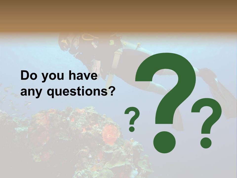 A Diver Floating Over A Coral Reef In The Caribbean Sea PowerPoint Template