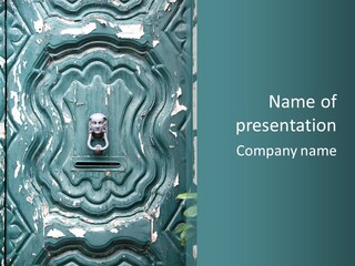 Antiqued Door And Knocker PowerPoint Template