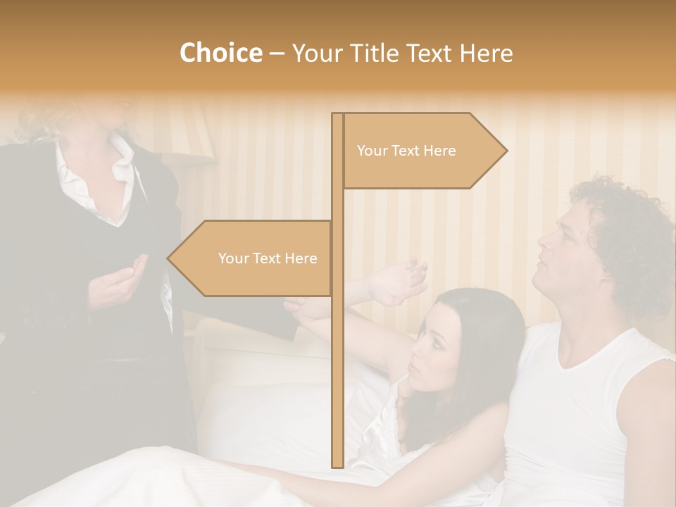 Couple In Bed While An Angry Woman Stand Next To The Bed PowerPoint Template