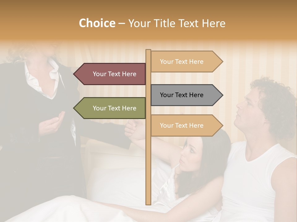 Couple In Bed While An Angry Woman Stand Next To The Bed PowerPoint Template