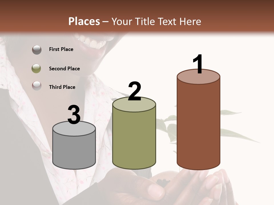 A Pretty Business Woman Holding A Growing Plant PowerPoint Template