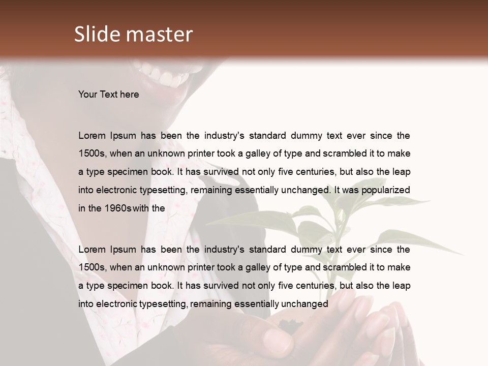 A Pretty Business Woman Holding A Growing Plant PowerPoint Template