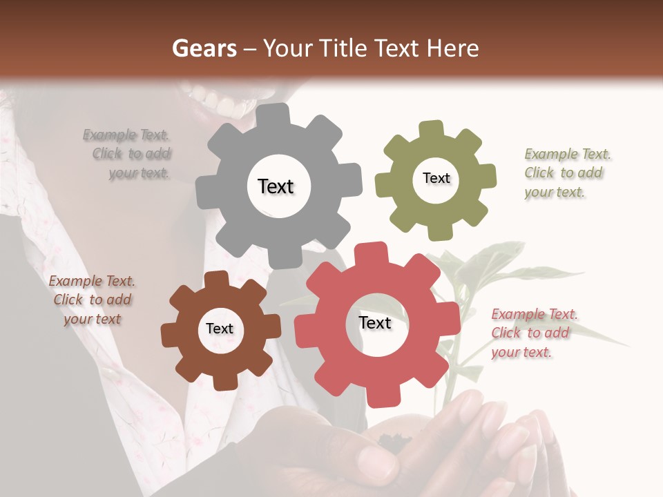 A Pretty Business Woman Holding A Growing Plant PowerPoint Template