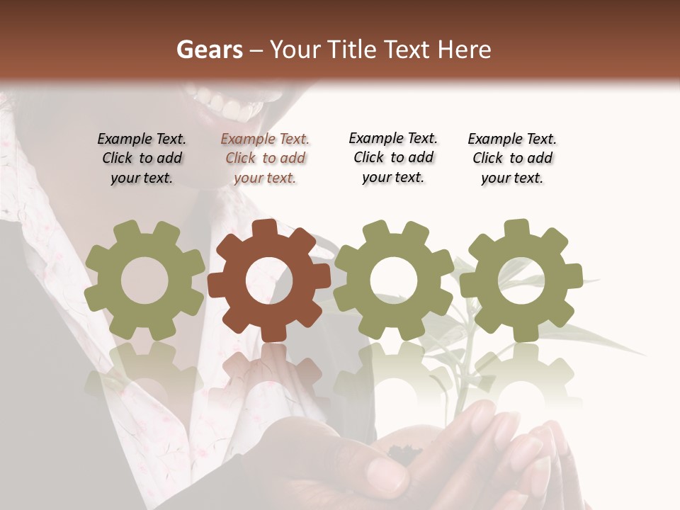 A Pretty Business Woman Holding A Growing Plant PowerPoint Template