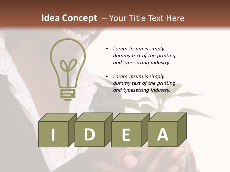 A Pretty Business Woman Holding A Growing Plant PowerPoint Template