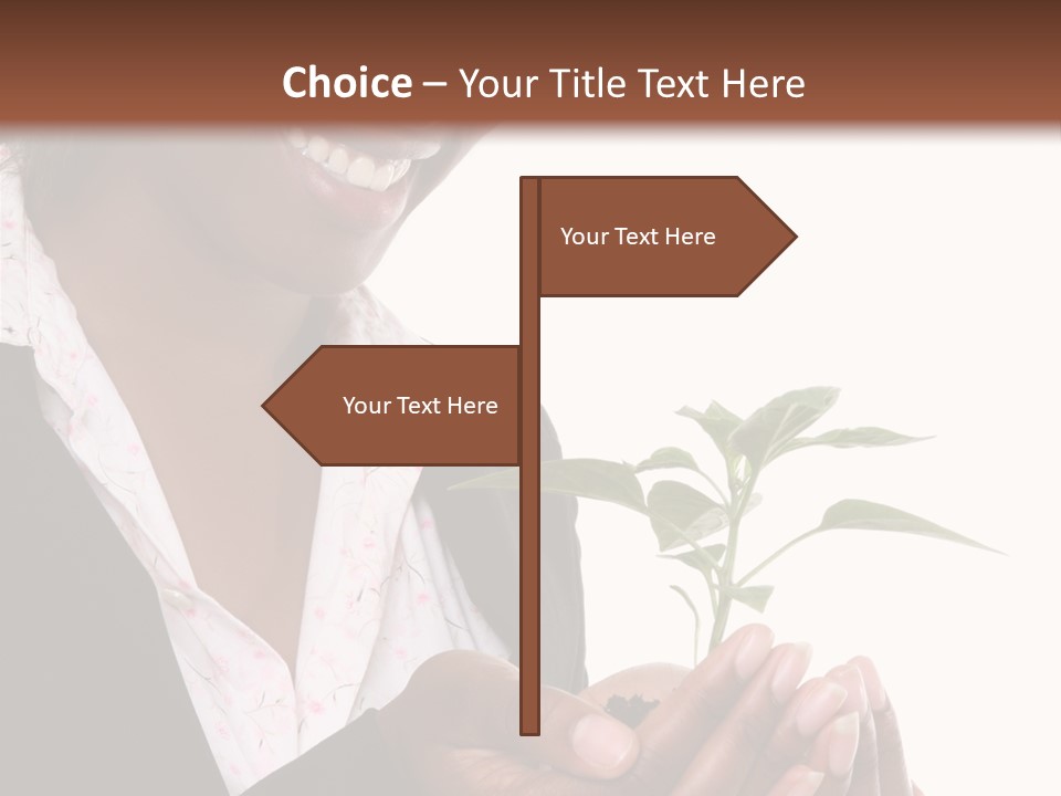 A Pretty Business Woman Holding A Growing Plant PowerPoint Template