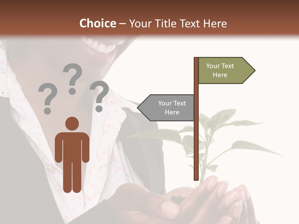 A Pretty Business Woman Holding A Growing Plant PowerPoint Template