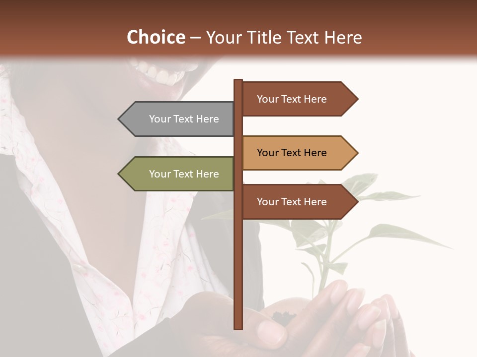 A Pretty Business Woman Holding A Growing Plant PowerPoint Template