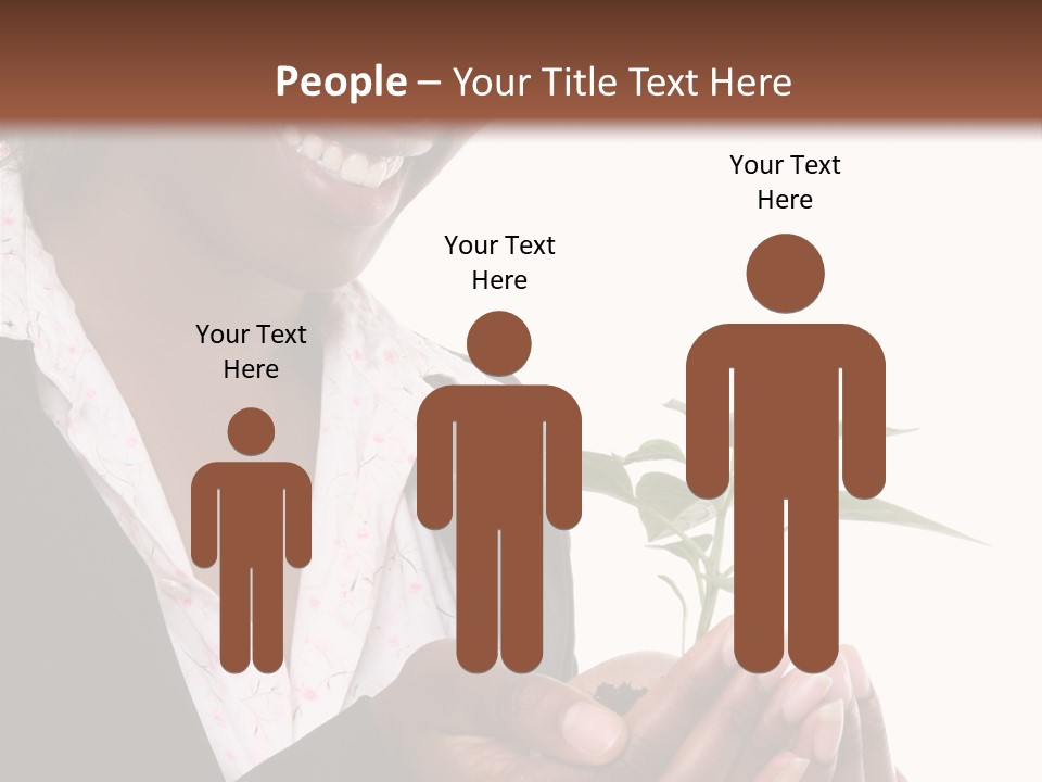 A Pretty Business Woman Holding A Growing Plant PowerPoint Template