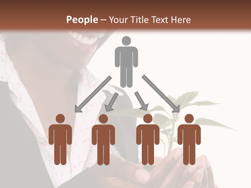 A Pretty Business Woman Holding A Growing Plant PowerPoint Template