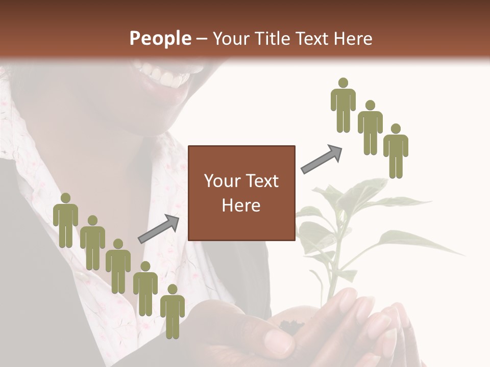 A Pretty Business Woman Holding A Growing Plant PowerPoint Template