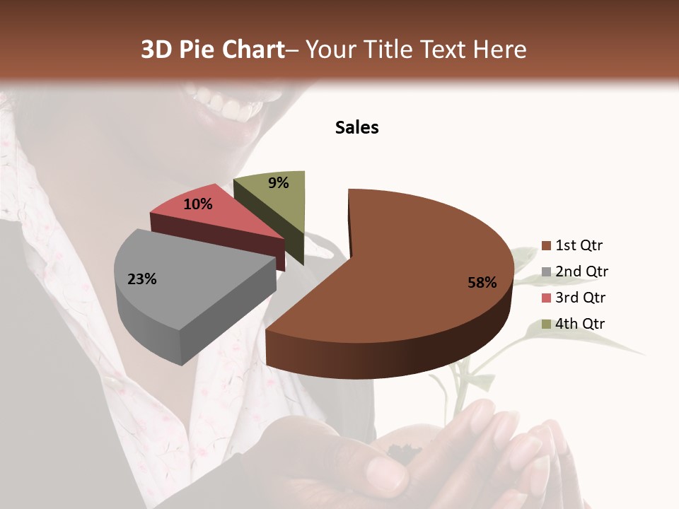 A Pretty Business Woman Holding A Growing Plant PowerPoint Template