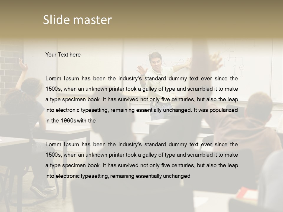 Adult Education Class Raising Hands To Ask Questions. PowerPoint Template