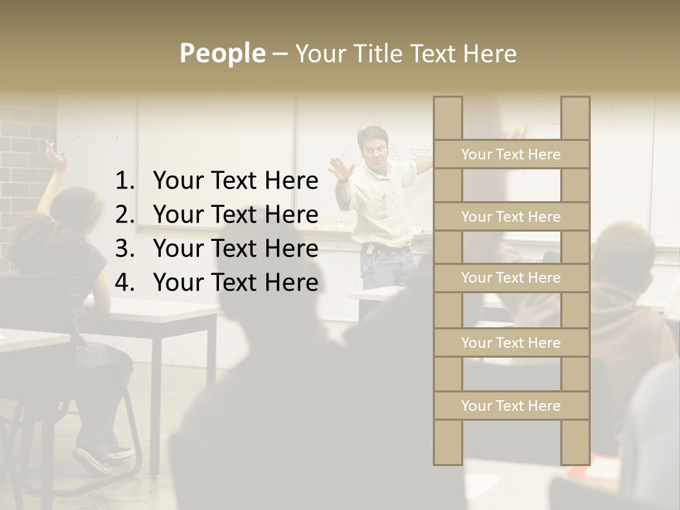 Adult Education Class Raising Hands To Ask Questions. PowerPoint Template