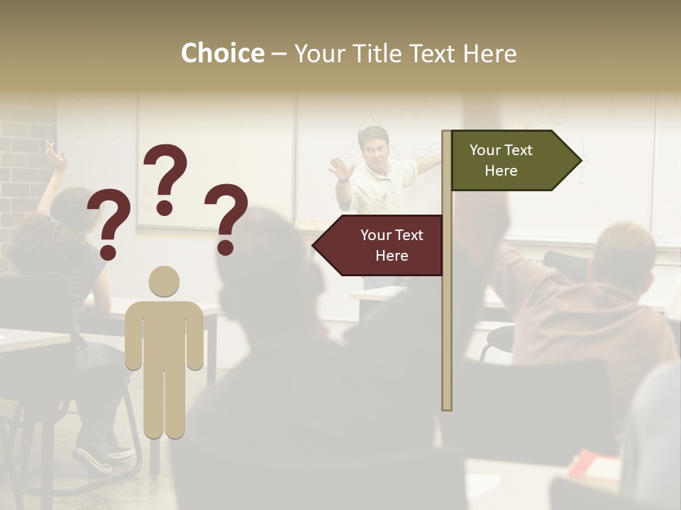 Adult Education Class Raising Hands To Ask Questions. PowerPoint Template