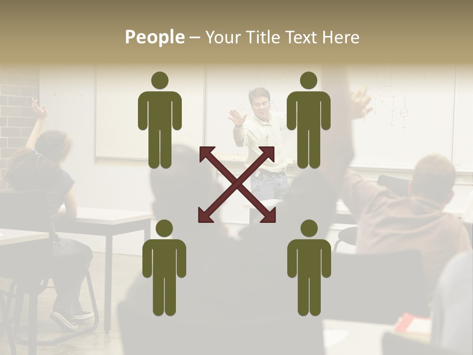 Adult Education Class Raising Hands To Ask Questions. PowerPoint Template