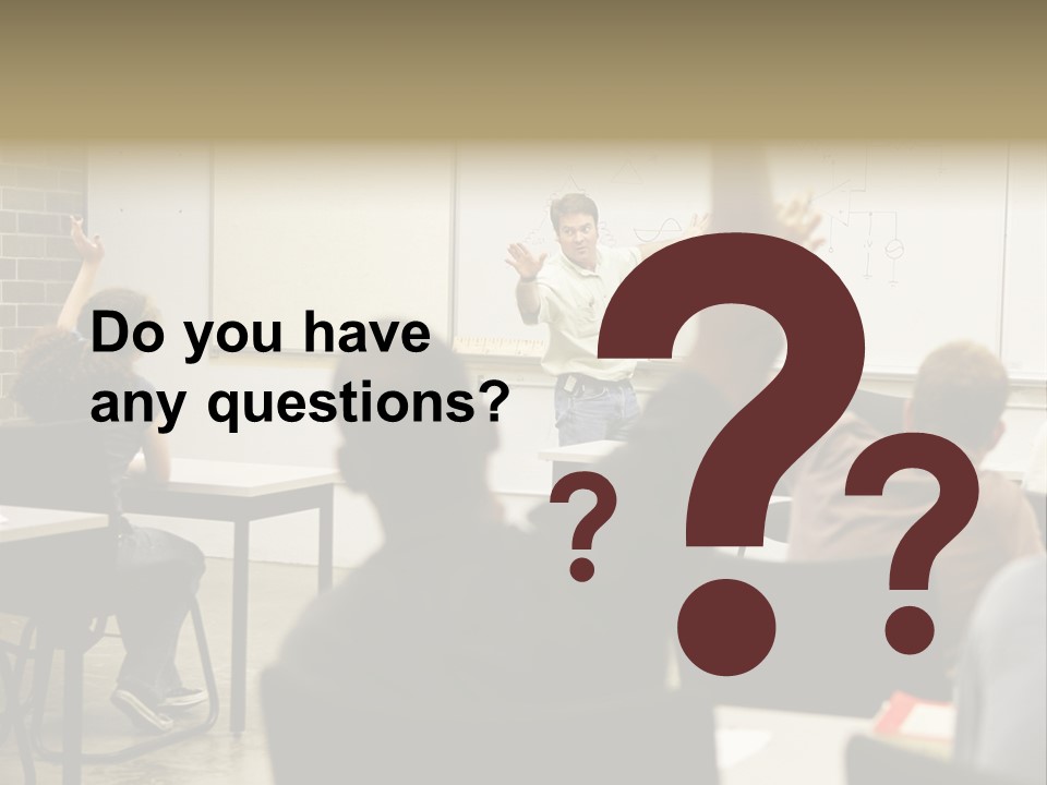 Adult Education Class Raising Hands To Ask Questions. PowerPoint Template