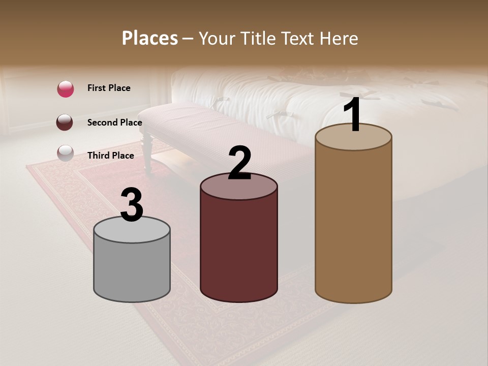 Traditional Woven Rug In Beautiful Bedroom PowerPoint Template