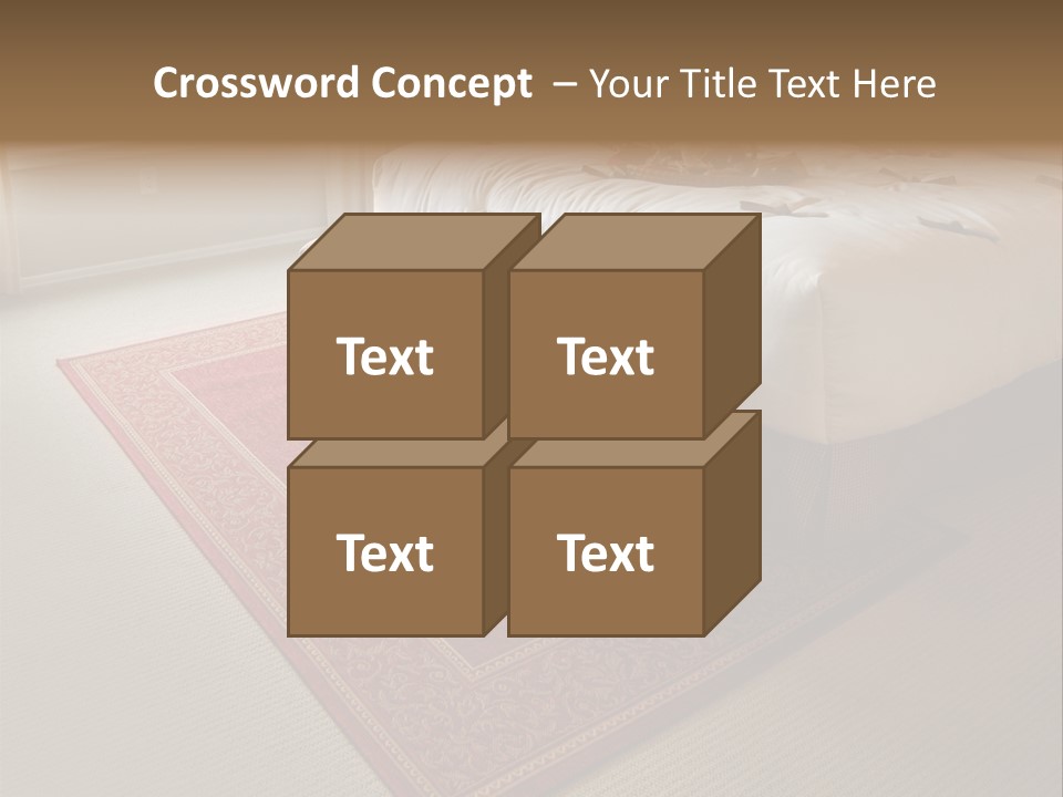 Traditional Woven Rug In Beautiful Bedroom PowerPoint Template